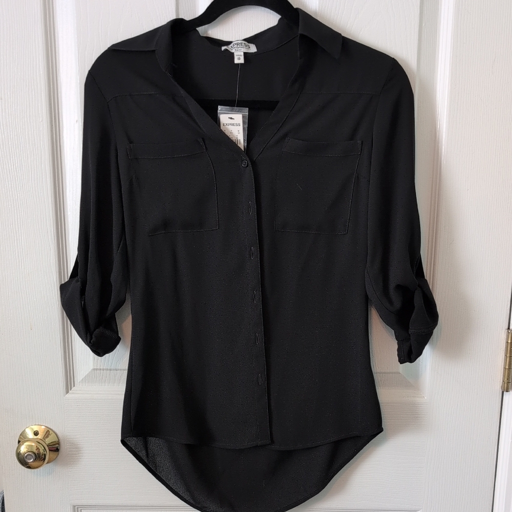 Express Black Button-Down Portofino Shirt